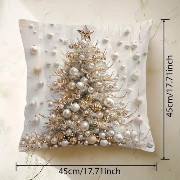 Christmas Tree Digital Print Throw Pillow Cover - 18" x 18" 🎄🎁 - Picture 5 of 7